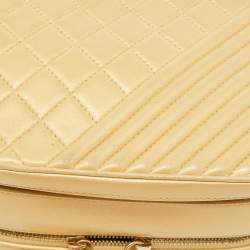 Pre Owned Chanel Gold Quilted Leather Small Coco Boy Camera Crossbody Bag