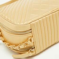 Pre Owned Chanel Gold Quilted Leather Small Coco Boy Camera Crossbody Bag