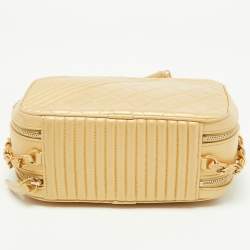 Pre Owned Chanel Gold Quilted Leather Small Coco Boy Camera Crossbody Bag