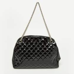 Pre Owned Chanel Black Quilted Patent Leather Medium Just Mademoiselle Bowler Bag