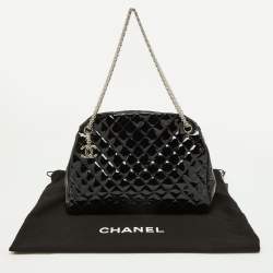 Pre Owned Chanel Black Quilted Patent Leather Medium Just Mademoiselle Bowler Bag