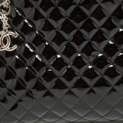 Pre Owned Chanel Black Quilted Patent Leather Medium Just Mademoiselle Bowler Bag