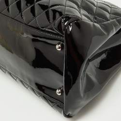 Pre Owned Chanel Black Quilted Patent Leather Medium Just Mademoiselle Bowler Bag