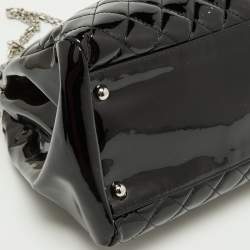 Pre Owned Chanel Black Quilted Patent Leather Medium Just Mademoiselle Bowler Bag
