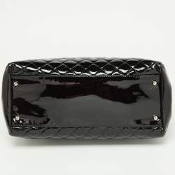 Pre Owned Chanel Black Quilted Patent Leather Medium Just Mademoiselle Bowler Bag