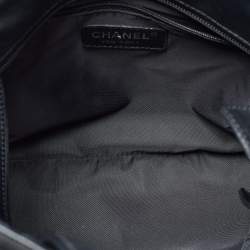 Pre Owned Chanel Black Quilted Vinyl and Canvas Petite Paris Biarritz Bag