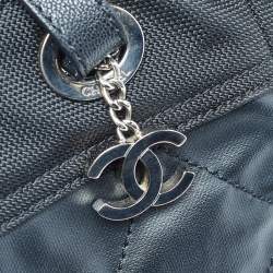 Pre Owned Chanel Black Quilted Vinyl and Canvas Petite Paris Biarritz Bag