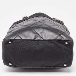 Pre Owned Chanel Black Quilted Vinyl and Canvas Petite Paris Biarritz Bag