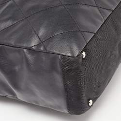 Pre Owned Chanel Black Quilted Vinyl and Canvas Petite Paris Biarritz Bag