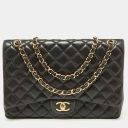 Chanel Black Quilted Leather Maxi Classic Double Flap Bag