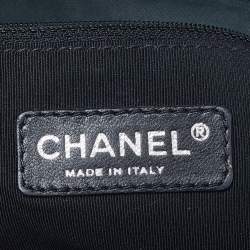 Pre Owned Chanel Tri Color CC Logo Camellia Embossed Canvas and Leather East West Flap Bag