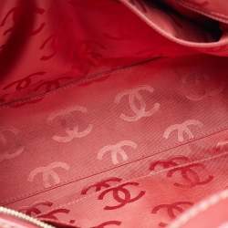 Pre Owned Chanel Red Quilted Leather Surpique Bowler Bag