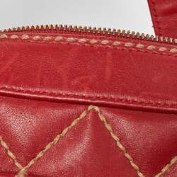 Pre Owned Chanel Red Quilted Leather Surpique Bowler Bag