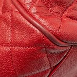 Pre Owned Chanel Red Quilted Caviar Leather Timeless Accordion Flap Bag
