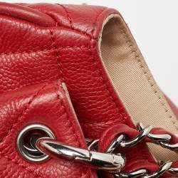 Pre Owned Chanel Red Quilted Caviar Leather Timeless Accordion Flap Bag