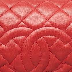 Pre Owned Chanel Red Quilted Caviar Leather Timeless Accordion Flap Bag