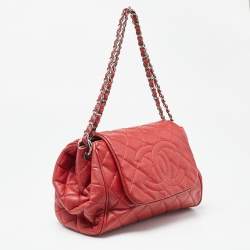 Pre Owned Chanel Red Quilted Caviar Leather Timeless Accordion Flap Bag