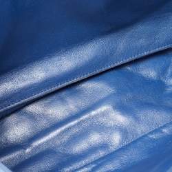Pre Owned Chanel Blue Quilted Lambskin Leather Jumbo Classic Single Flap Bag