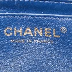 Pre Owned Chanel Blue Quilted Lambskin Leather Jumbo Classic Single Flap Bag