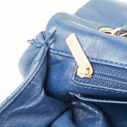 Pre Owned Chanel Blue Quilted Lambskin Leather Jumbo Classic Single Flap Bag
