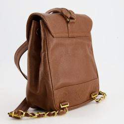 Pre Owned Chanel Vintage Caramel Mini Backpack Bag in Caviar Leather with 24K Gold Hardware