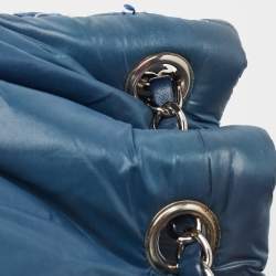 Pre Owned Chanel Blue Quilted Nylon and Tweed Ultra Stitch Bubble Tote