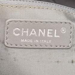 Pre Owned Chanel Blue Quilted Nylon and Tweed Ultra Stitch Bubble Tote