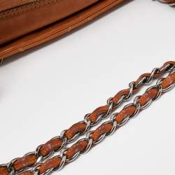 Pre Owned Chanel Tan Leather Triple Compartment Chain Shoulder Bag