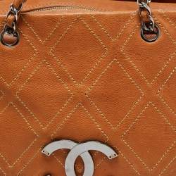 Pre Owned Chanel Tan Leather Triple Compartment Chain Shoulder Bag