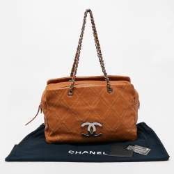 Pre Owned Chanel Tan Leather Triple Compartment Chain Shoulder Bag