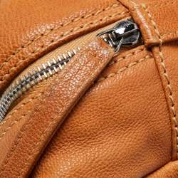 Pre Owned Chanel Tan Leather Triple Compartment Chain Shoulder Bag