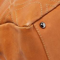 Pre Owned Chanel Tan Leather Triple Compartment Chain Shoulder Bag