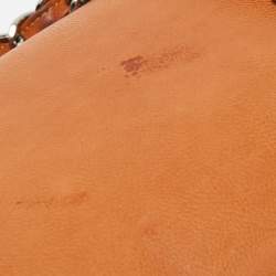 Pre Owned Chanel Tan Leather Triple Compartment Chain Shoulder Bag