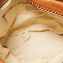 Pre Owned Chanel Tan Leather Triple Compartment Chain Shoulder Bag