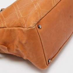 Pre Owned Chanel Tan Leather Triple Compartment Chain Shoulder Bag