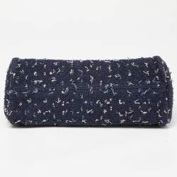 Pre Owned Chanel Blue Tweed Just Mademoiselle Bowler Bag