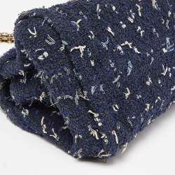 Pre Owned Chanel Blue Tweed Just Mademoiselle Bowler Bag