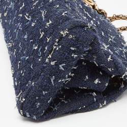 Pre Owned Chanel Blue Tweed Just Mademoiselle Bowler Bag