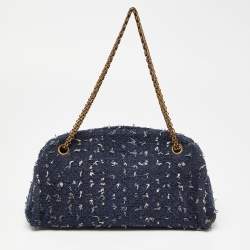 Pre Owned Chanel Blue Tweed Just Mademoiselle Bowler Bag
