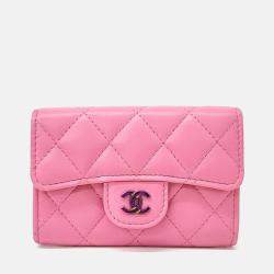 Pre Owned Chanel Leatrer Pink card wallet