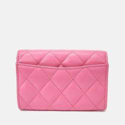 Pre Owned Chanel Leatrer Pink card wallet