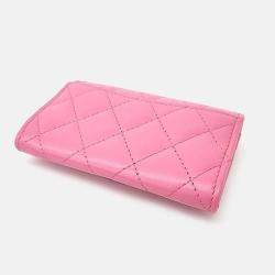 Pre Owned Chanel Leatrer Pink card wallet