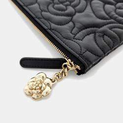 Pre Owned Chanel Leather Black  Camellia Clutch bag