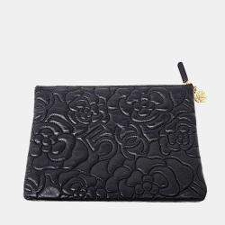 Pre Owned Chanel Leather Black  Camellia Clutch bag