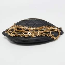 Pre Owned Chanel Black Quilted Leather All About Chains Waist Bag