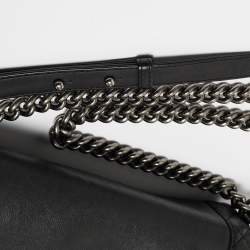 Pre Owned Chanel Black Leather Medium Boy Reverso Bag