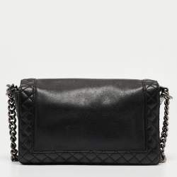 Pre Owned Chanel Black Leather Medium Boy Reverso Bag