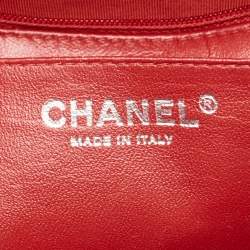 Pre Owned Chanel Red Quilted Caviar Leather Jumbo Classic Single Flap Bag