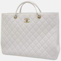 مملوكة مسبقًا Chanel White Leather CC Tote