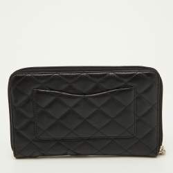 Pre Owned Chanel Black Quilted Leather Cambon Ligne Zippy Organizer Wallet